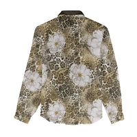African Leopard Floral Pattern Women Casual Shirt Sahara Pearl