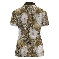 African Leopard Floral Pattern Women Polo Shirt Sahara Pearl