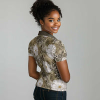 African Leopard Floral Pattern Women Polo Shirt Sahara Pearl