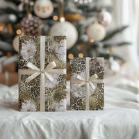 African Leopard Floral Pattern Wrapping Paper Sahara Pearl