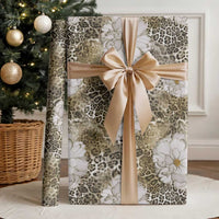 African Leopard Floral Pattern Wrapping Paper Sahara Pearl