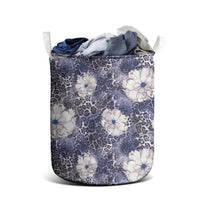 African Leopard Floral Pattern Laundry Basket Nile Indigo