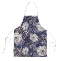 African Leopard Floral Pattern Apron Nile Indigo