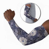 African Leopard Floral Pattern Arm Sleeves Nile Indigo