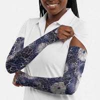 African Leopard Floral Pattern Arm Sleeves Nile Indigo