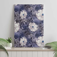 African Leopard Floral Pattern Canvas Wall Art Nile Indigo