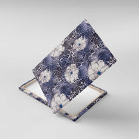 African Leopard Floral Pattern Canvas Wall Art Nile Indigo