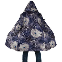 African Leopard Floral Pattern Cloak Nile Indigo