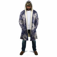 African Leopard Floral Pattern Cloak Nile Indigo