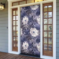 African Leopard Floral Pattern Door Cover Nile Indigo