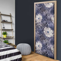 African Leopard Floral Pattern Door Cover Nile Indigo