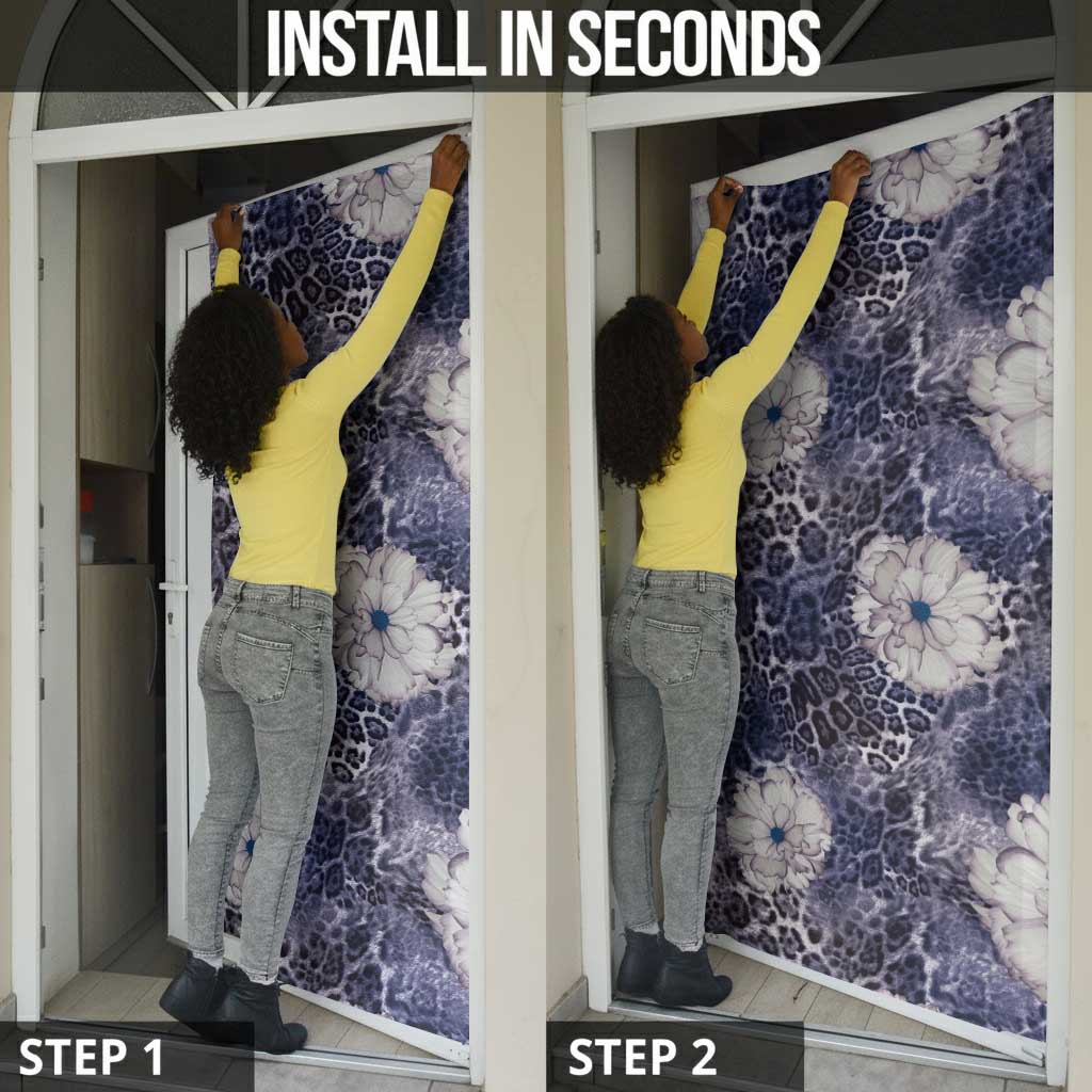 African Leopard Floral Pattern Door Cover Nile Indigo
