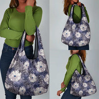 African Leopard Floral Pattern Grocery Bag Nile Indigo