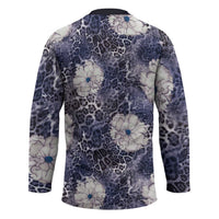 African Leopard Floral Pattern Hockey Jersey Nile Indigo