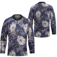 African Leopard Floral Pattern Hockey Jersey Nile Indigo