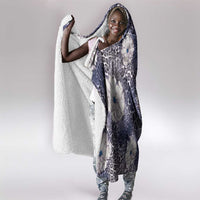African Leopard Floral Pattern Hooded Blanket Nile Indigo