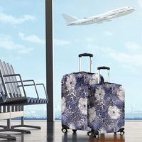 African Leopard Floral Pattern Luggage Cover Nile Indigo