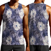 African Leopard Floral Pattern Men Tank Top Nile Indigo
