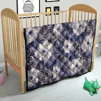African Leopard Floral Pattern Quilt Nile Indigo