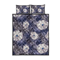 African Leopard Floral Pattern Quilt Bed Set Nile Indigo