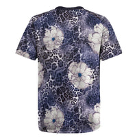 African Leopard Floral Pattern Rugby Jersey Nile Indigo
