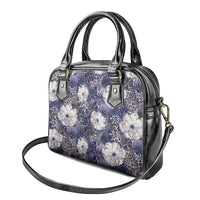 African Leopard Floral Pattern Shoulder Handbag Nile Indigo
