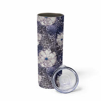 African Leopard Floral Pattern Skinny Tumbler Nile Indigo