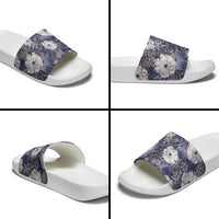 African Leopard Floral Pattern Slide Sandals Nile Indigo