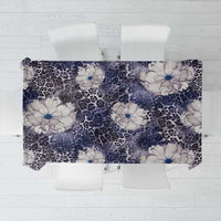 African Leopard Floral Pattern Tablecloth Nile Indigo