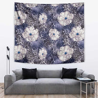 African Leopard Floral Pattern Tapestry Nile Indigo