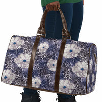 African Leopard Floral Pattern Travel Bag Nile Indigo