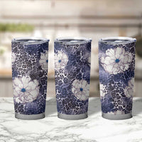 African Leopard Floral Pattern Tumbler Cup Nile Indigo