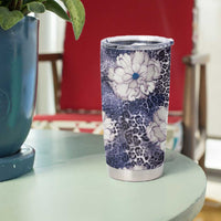 African Leopard Floral Pattern Tumbler Cup Nile Indigo