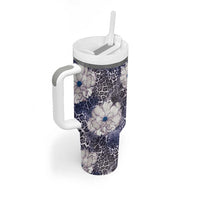 African Leopard Floral Pattern Tumbler With Handle Nile Indigo