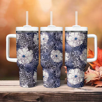 African Leopard Floral Pattern Tumbler With Handle Nile Indigo