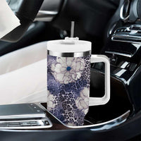 African Leopard Floral Pattern Tumbler With Handle Nile Indigo