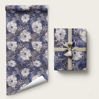 African Leopard Floral Pattern Wrapping Paper Nile Indigo