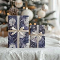 African Leopard Floral Pattern Wrapping Paper Nile Indigo