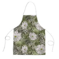 African Leopard Floral Pattern Apron Safari Moss