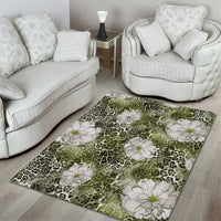 African Leopard Floral Pattern Area Rug Safari Moss