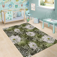 African Leopard Floral Pattern Area Rug Safari Moss