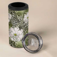 African Leopard Floral Pattern 4 in 1 Can Cooler Tumbler Safari Moss