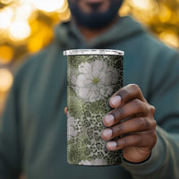 African Leopard Floral Pattern 4 in 1 Can Cooler Tumbler Safari Moss