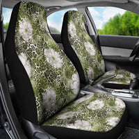 African Leopard Floral Pattern Car Seat Cover Safari Moss