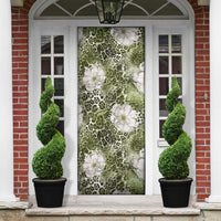 African Leopard Floral Pattern Door Cover Safari Moss