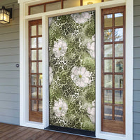 African Leopard Floral Pattern Door Cover Safari Moss