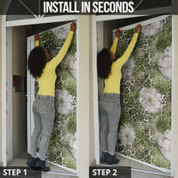 African Leopard Floral Pattern Door Cover Safari Moss