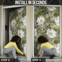 African Leopard Floral Pattern Door Cover Safari Moss