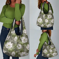 African Leopard Floral Pattern Grocery Bag Safari Moss