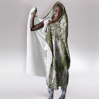African Leopard Floral Pattern Hooded Blanket Safari Moss